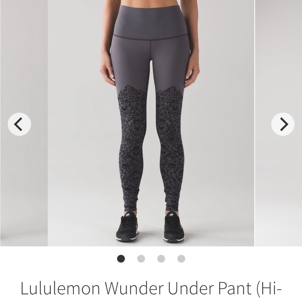 LULULEMON WUNDER UNDER PANT HI RISE NULUX OOH-LA-LACE DARK CARBON BLACK SIZE 6